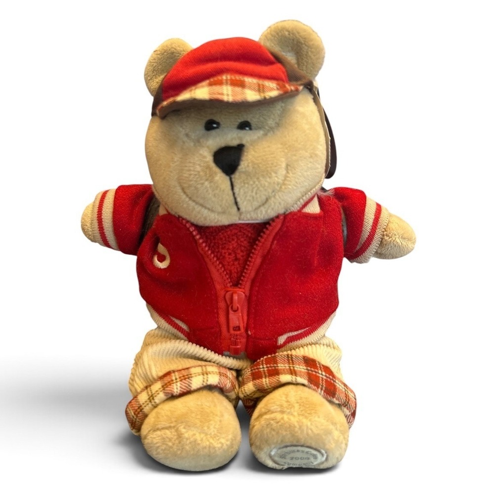 Starbucks Bearista 2004 Back To School Bear Plush Red Varsity Jacket Backpack